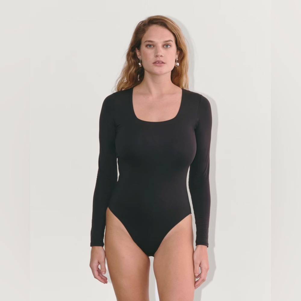 New Everlane The Long-Sleeve Supima Square Neck Bodysuit Small